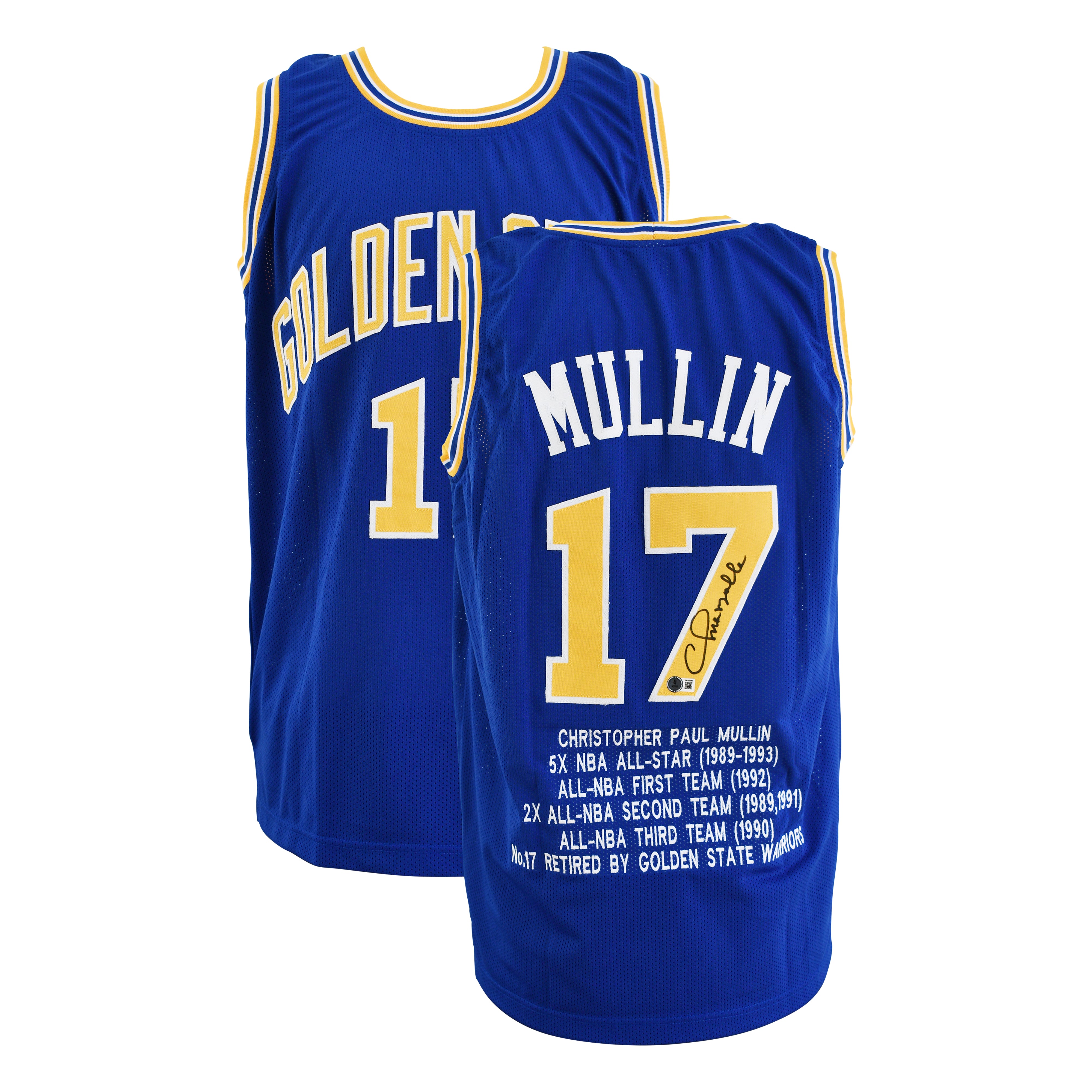 Chris Mullin Signed Golden State Warriors Career Highlight Stats Jersey